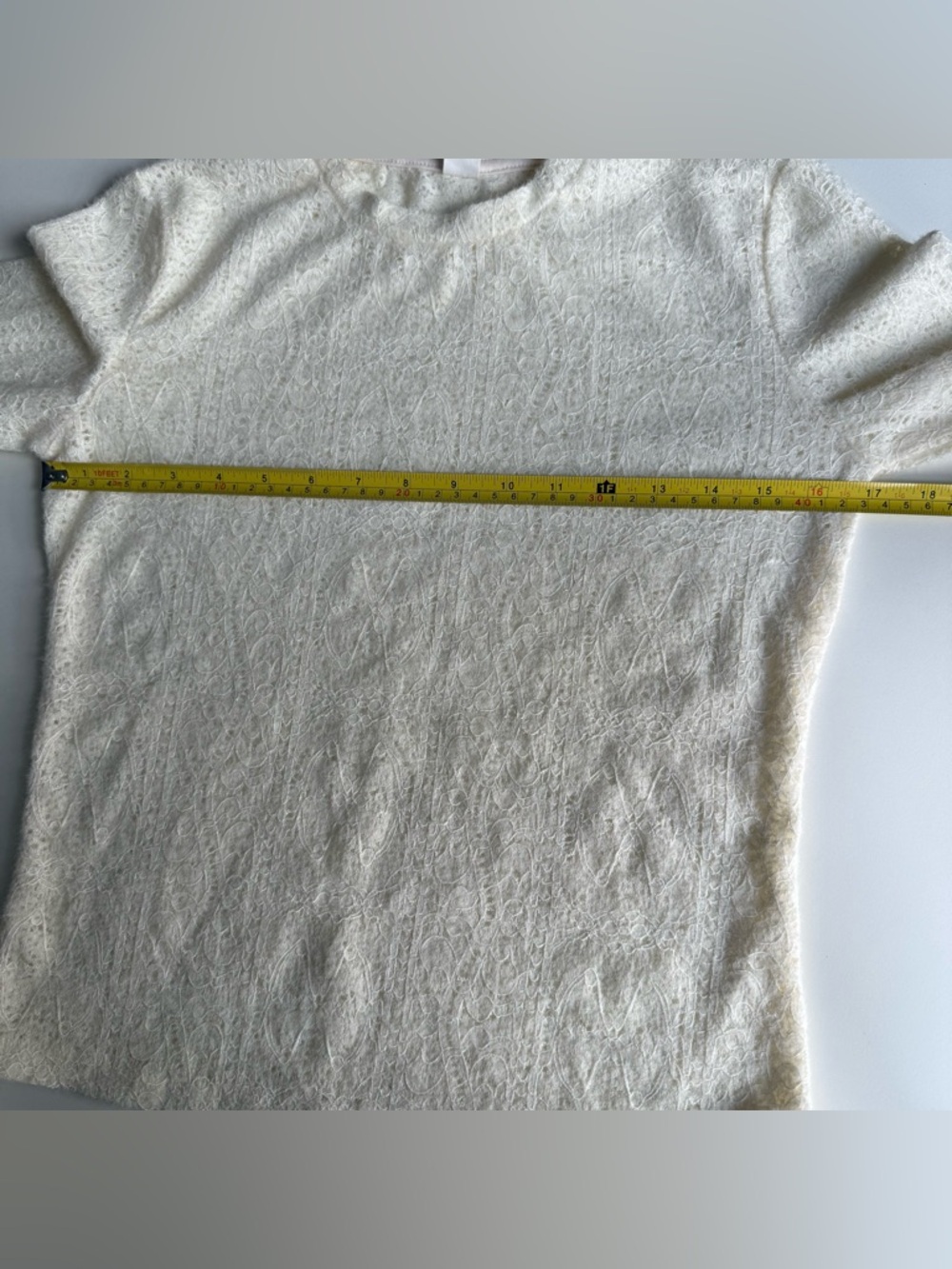 Commense Cream Lace Knit Long Sleeve Sweater Size M Women’s Plover Ivory Crew - Picture 10 of 13